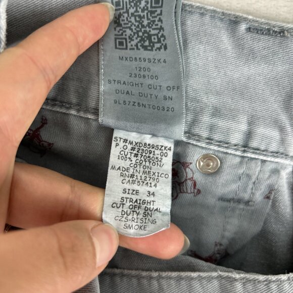 True Religion Shorts Men’s 34 Straight Cut Off Dual Duty Smoke Pocket Flap Gray - Picture 10 of 11